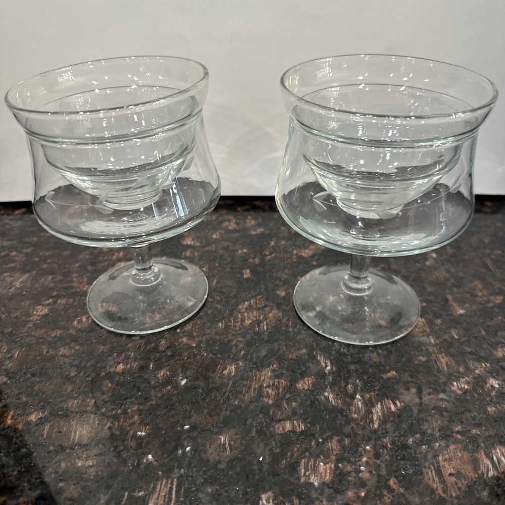 1960's rare Vtg AVITRA Style shrimp cocktail chillers/Caviar. Set Of 2